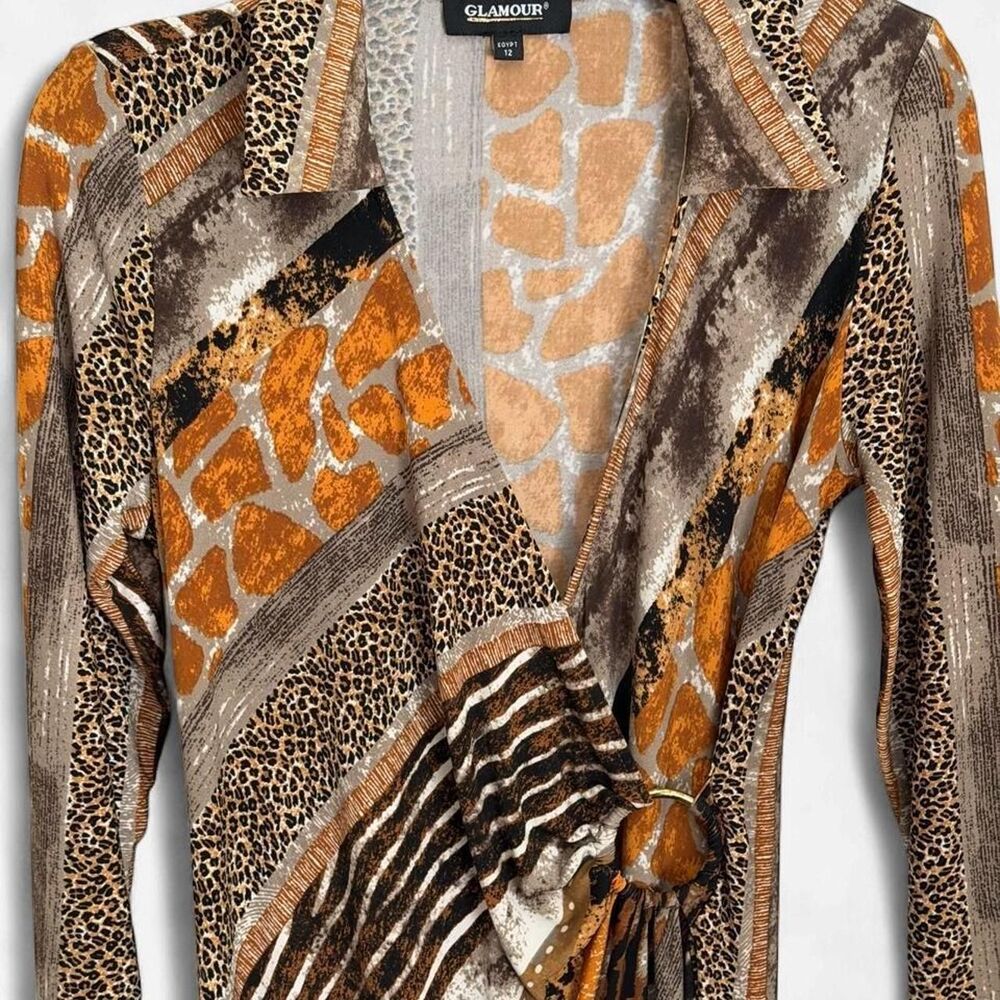 Glamour Women's Wrap in Multi Print Dress Size 12